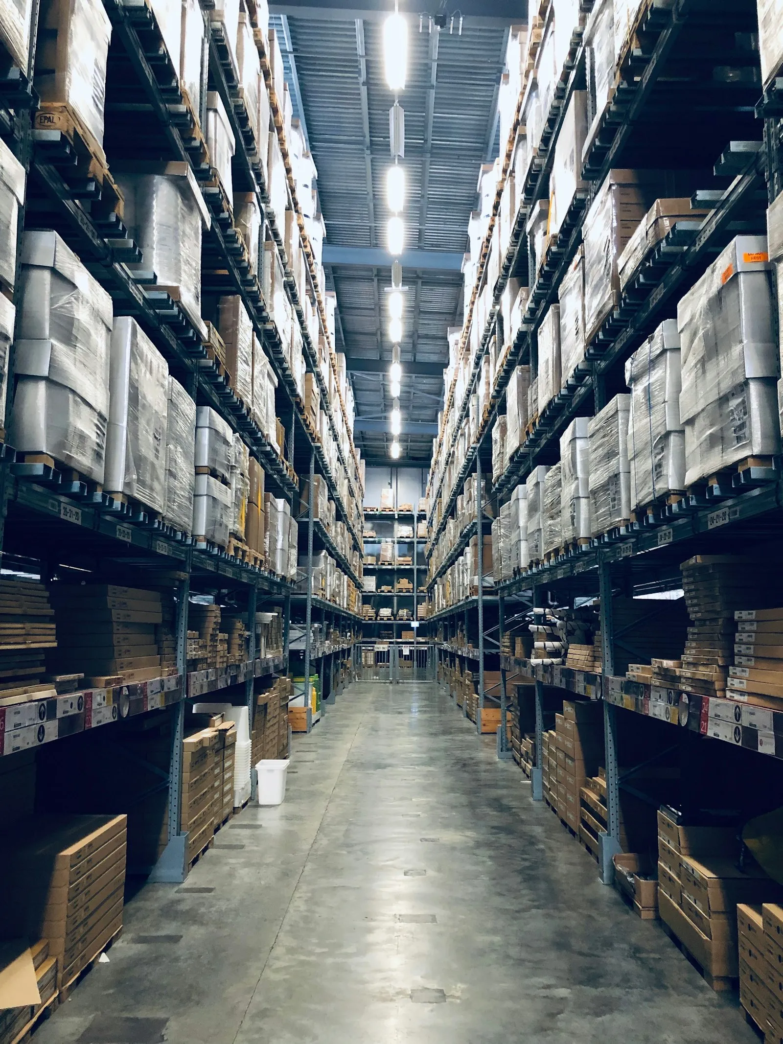 A logistics warehouse with a large roof area